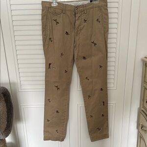 Ralph Lauren Tan Chinos with Unique Embroidered Design